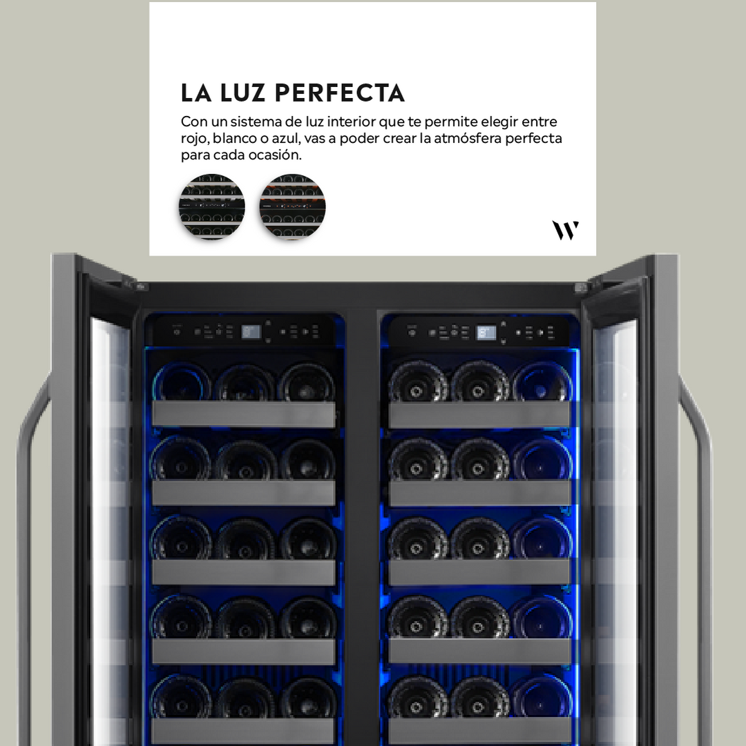 CAVA WIFI LUXURY EDITION ACERO INOXIDABLE NEGRO PARA 42 BOTELLAS  - DOBLE TEMPERATURA