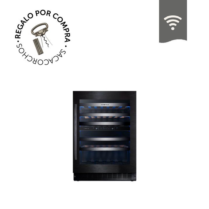 CAVA WIFI LUXURY EDITION ACERO INOXIDABLE NEGRO PARA 46 BOTELLAS - DOBLE TEMPERATURA