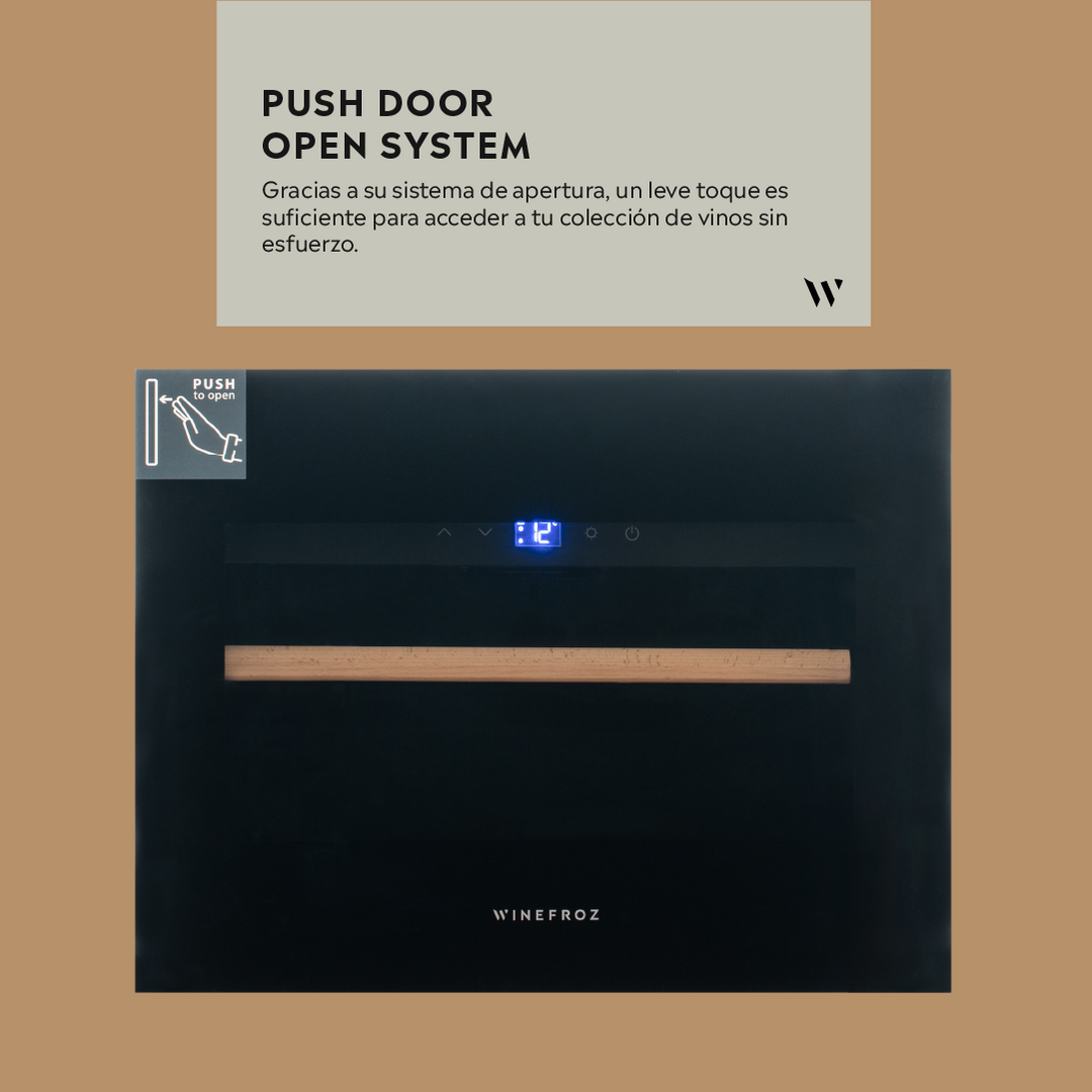 CAVA GLASS DOOR EDITION PARA 17 BOTELLAS - INVERTER ~ EASY OPEN SYSTEM ~ BUILT IN ~ SIMPLE TEMPERATURA