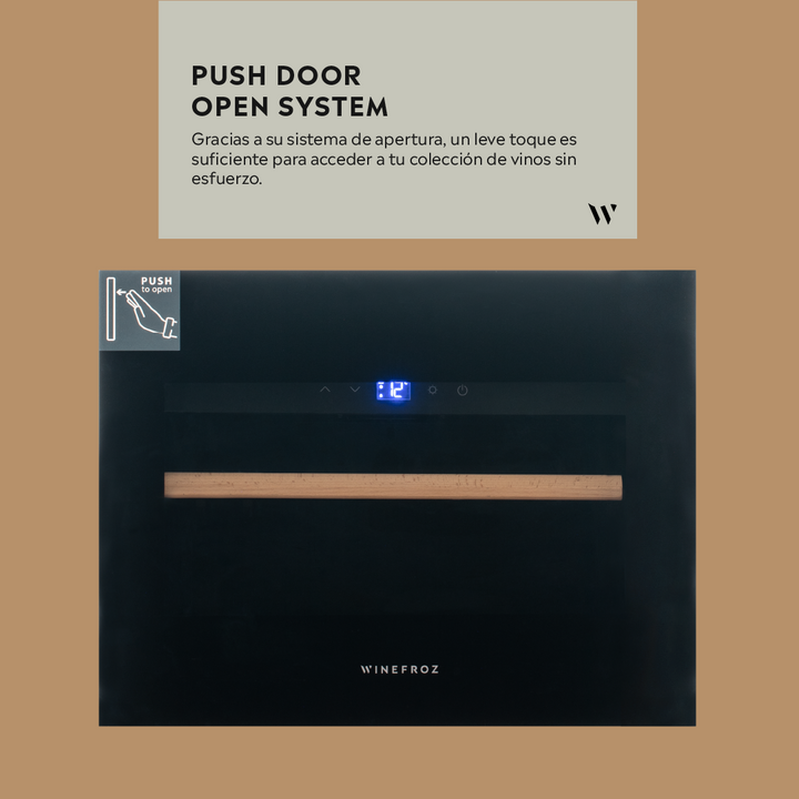 CAVA GLASS DOOR EDITION PARA 17 BOTELLAS - INVERTER ~ EASY OPEN SYSTEM ~ BUILT IN ~ SIMPLE TEMPERATURA