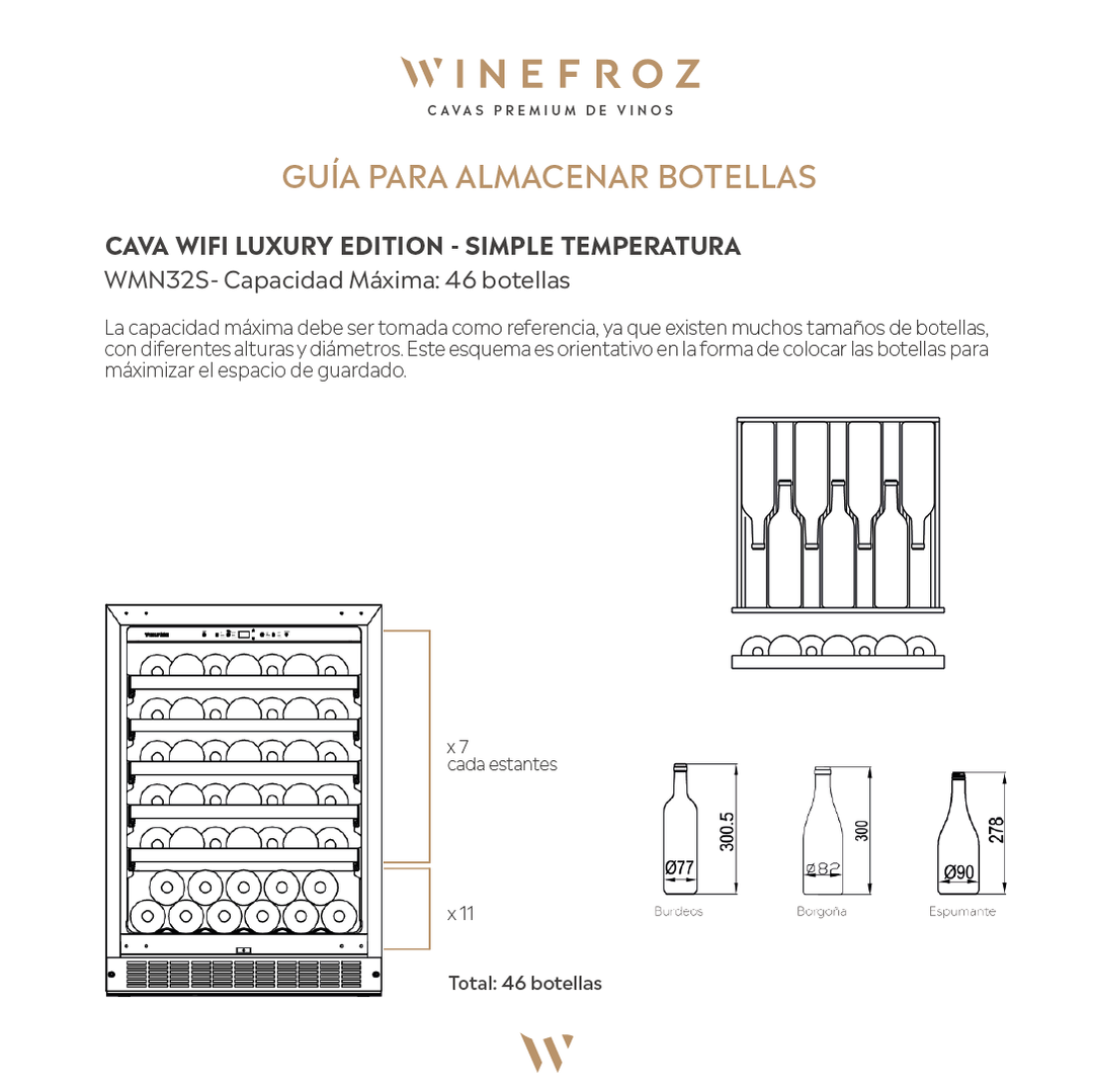 CAVA WIFI LUXURY EDITION PARA 46 BOTELLAS - SIMPLE TEMPERATURA