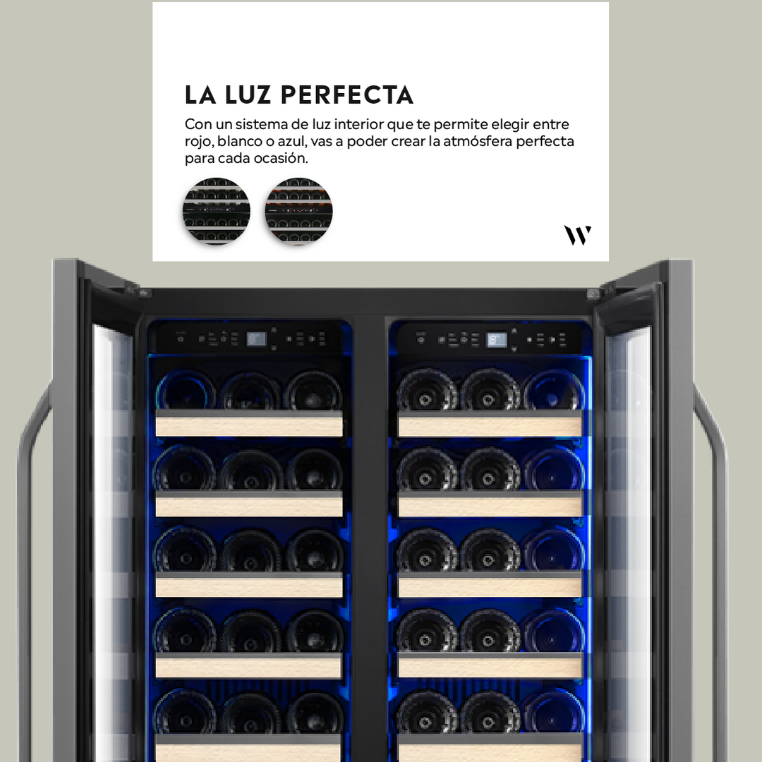 CAVA WIFI LUXURY EDITION ACERO INOXIDABLE NEGRO PARA 42 BOTELLAS  - DOBLE TEMPERATURA