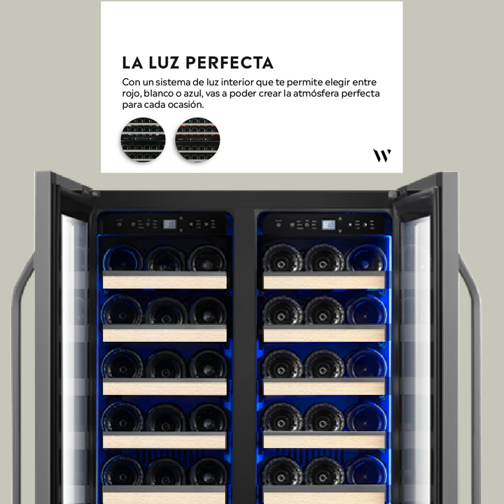 CAVA WIFI LUXURY EDITION ACERO INOXIDABLE NEGRO PARA 42 BOTELLAS  - DOBLE TEMPERATURA