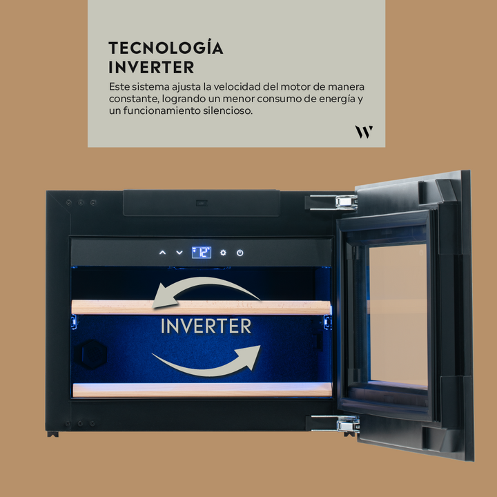 CAVA GLASS DOOR EDITION PARA 17 BOTELLAS - INVERTER ~ EASY OPEN SYSTEM ~ BUILT IN ~ SIMPLE TEMPERATURA