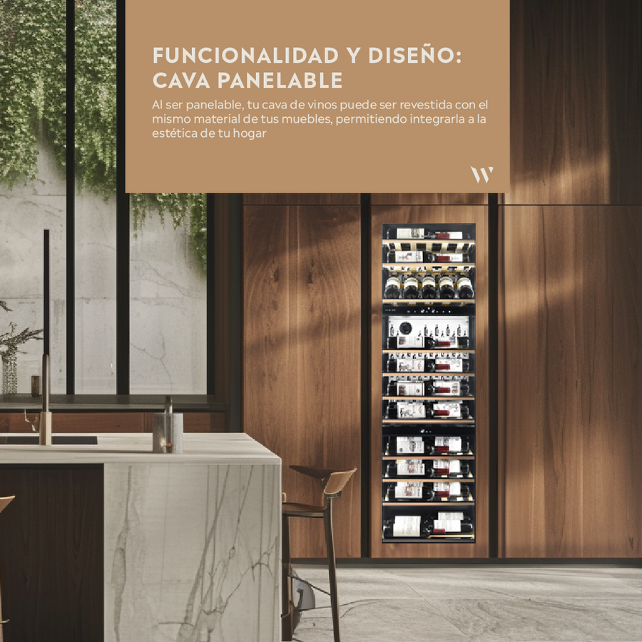 CAVA PANELABLE ~ BUILT IN EDITION ~ PARA 71 BOTELLAS ~ TRIPLE TEMPERAT ...