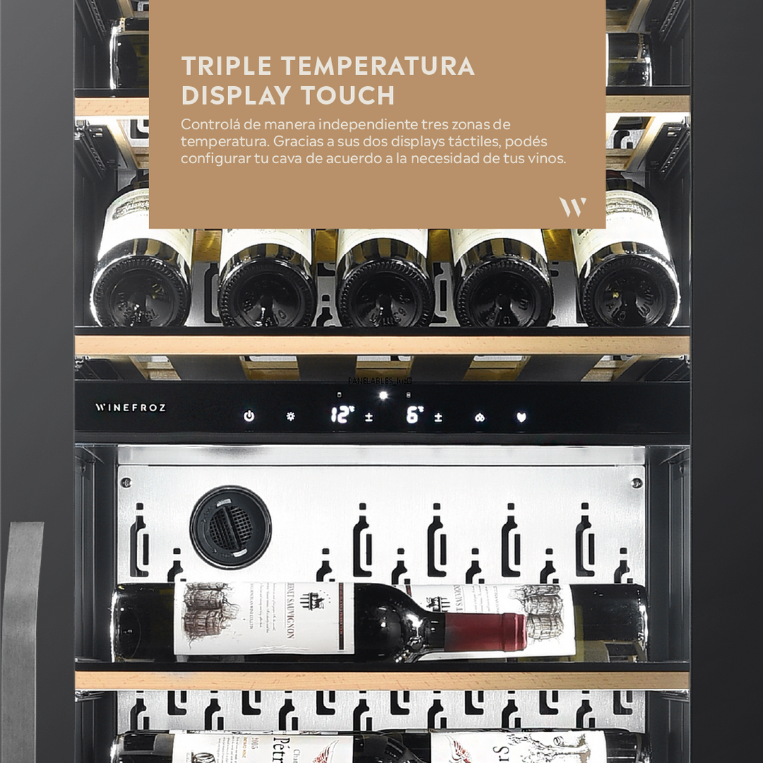 CAVA PANELABLE ~ BUILT IN EDITION ~ PARA 71 BOTELLAS ~ TRIPLE TEMPERATURA