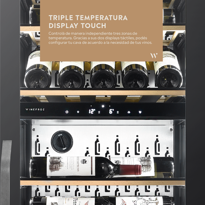 CAVA PANELABLE ~ BUILT IN EDITION ~ PARA 71 BOTELLAS ~ TRIPLE TEMPERATURA