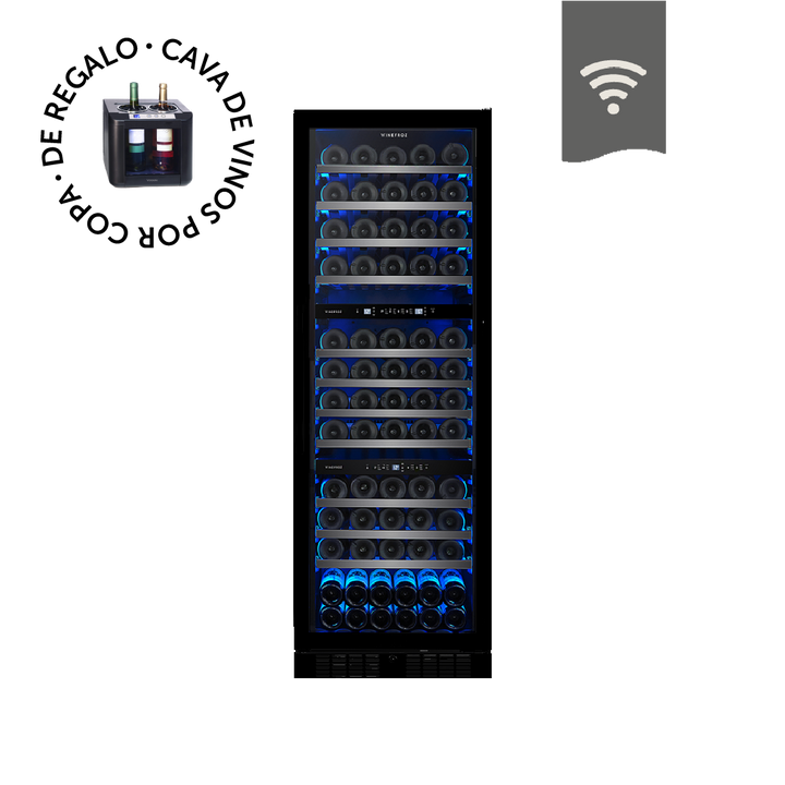 CAVA WIFI LUXURY EDITION ACERO INOXIDABLE NEGRO PARA 119 BOTELLAS - TRIPLE TEMPERATURA