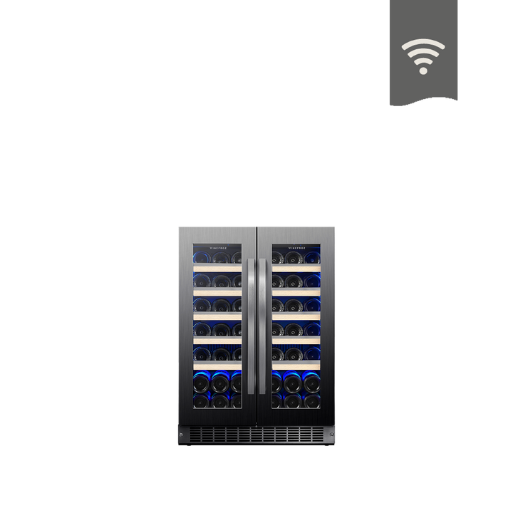 CAVA WIFI LUXURY EDITION ACERO INOXIDABLE NEGRO PARA 42 BOTELLAS  - DOBLE TEMPERATURA