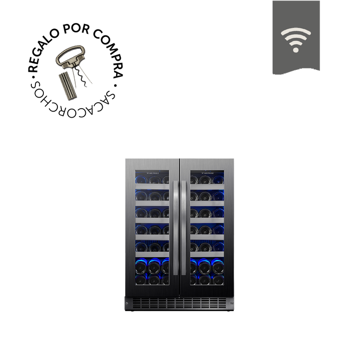 VENTA ANTICIPADA ~ CAVA WIFI LUXURY EDITION ACERO INOXIDABLE NEGRO PARA 42 BOTELLAS  - DOBLE TEMPERATURA