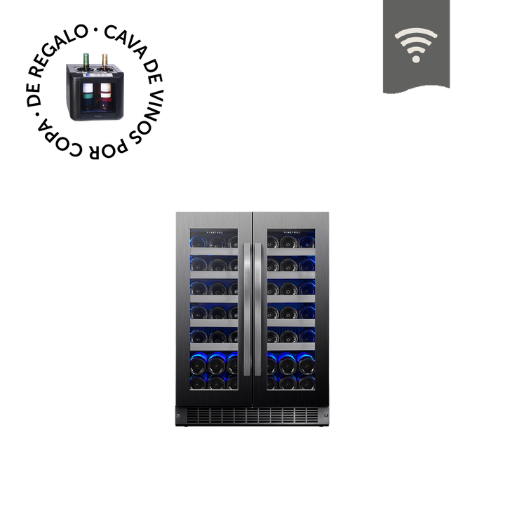 CAVA WIFI LUXURY EDITION ACERO INOXIDABLE NEGRO PARA 42 BOTELLAS  - DOBLE TEMPERATURA
