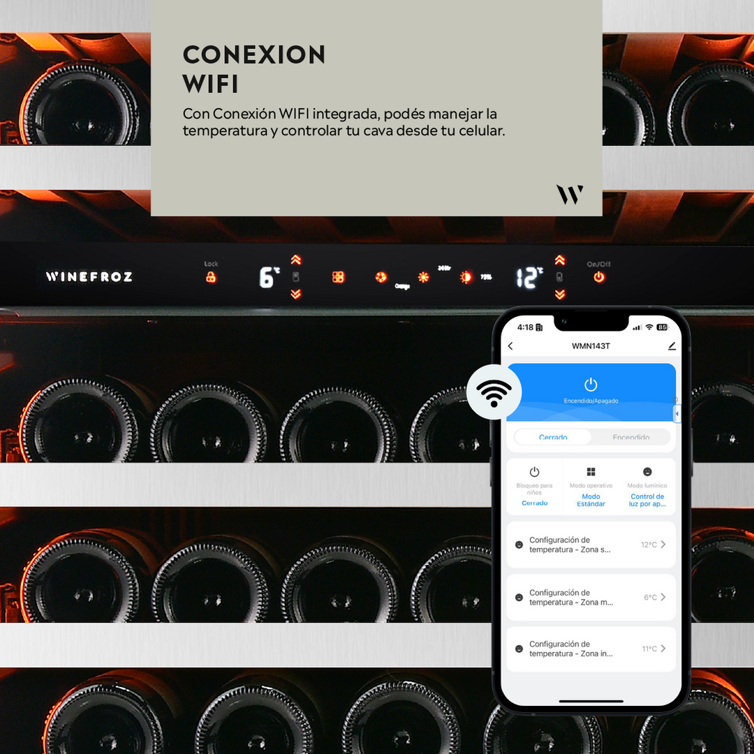 CAVA WIFI LUXURY EDITION PARA 46 BOTELLAS - SIMPLE TEMPERATURA